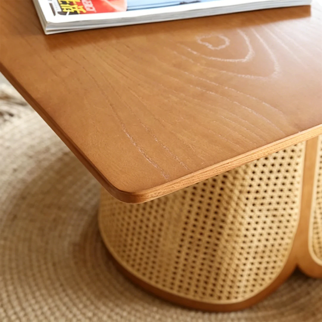 Skylar Rattan Dining Table, Rattan & Solid Wood - Image 7