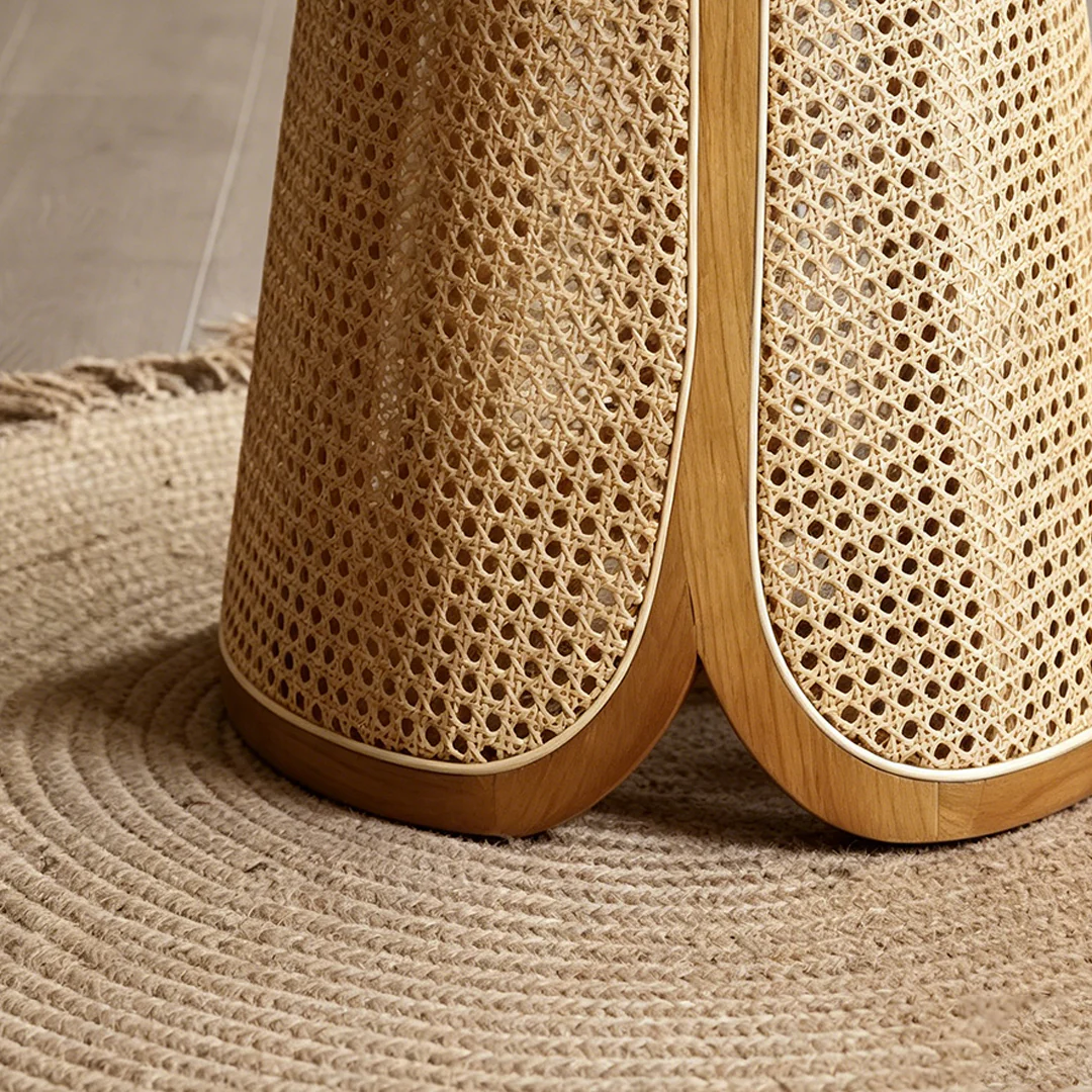 Skylar Rattan Dining Table, Rattan & Solid Wood - Image 8
