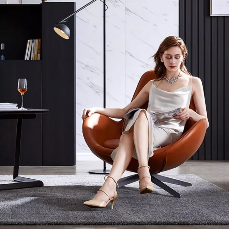 Classical Snail Armchair, Brown Leather - Image 11