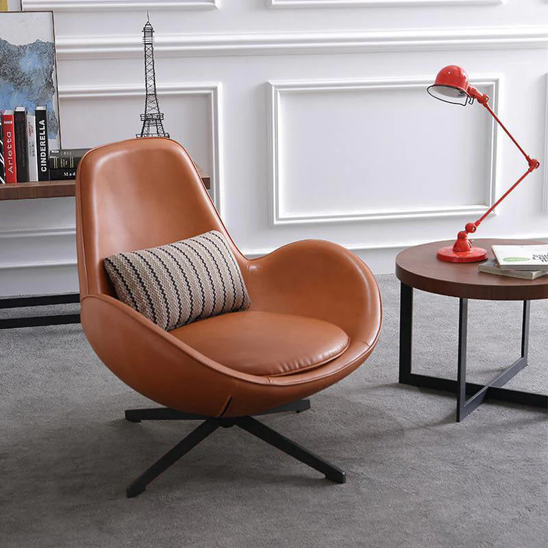 Classical Snail Armchair, Brown Leather - Image 2