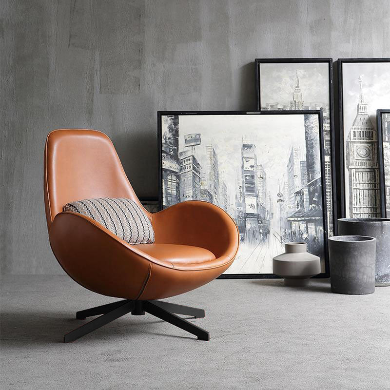Classical Snail Armchair, Brown Leather - Image 3