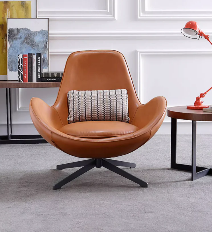 Classical Snail Armchair, Brown Leather - Image 9