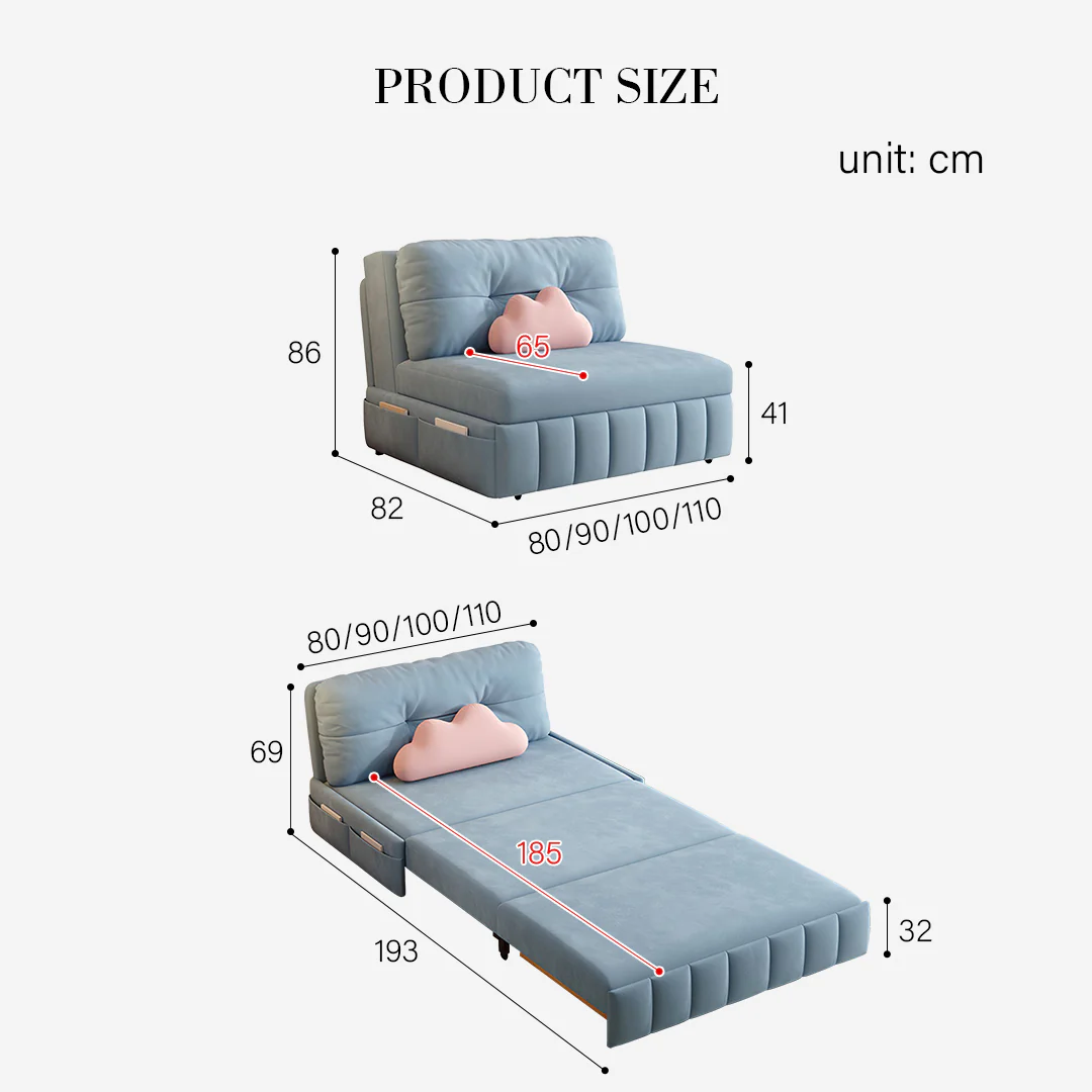 Sokolov Single Seater Sofa Bed, Two Seater Sofa Bed, Blue - Image 10