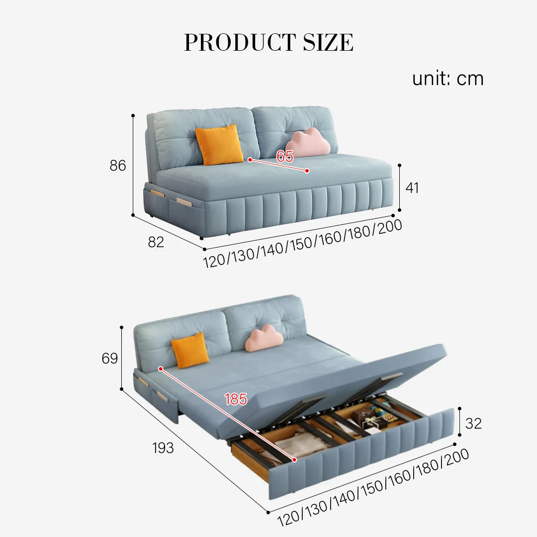 Sokolov Single Seater Sofa Bed, Two Seater Sofa Bed, Blue - Image 11