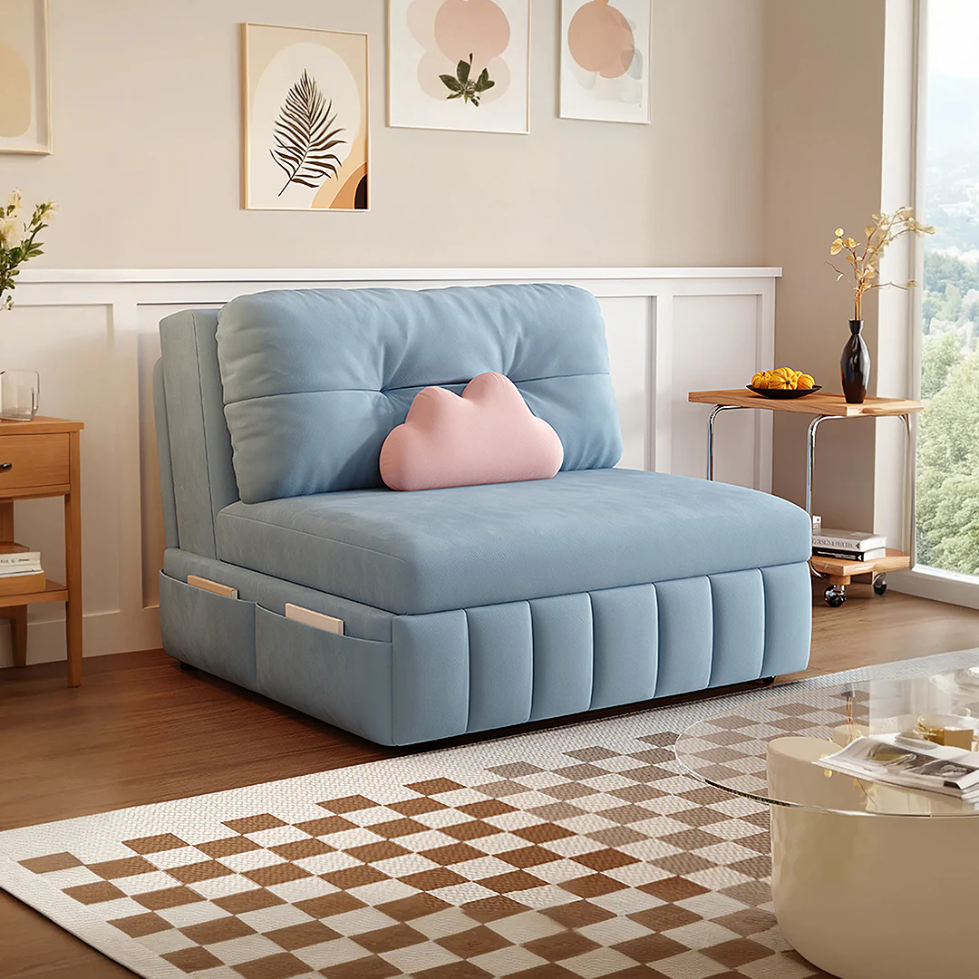 Sokolov Single Seater Sofa Bed, Two Seater Sofa Bed, Blue - Image 3
