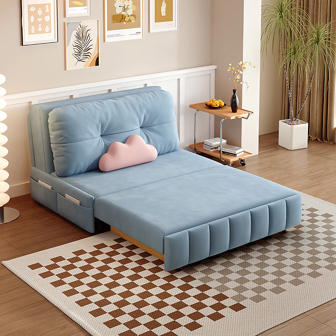 Sokolov Single Seater Sofa Bed, Two Seater Sofa Bed, Blue - Image 4