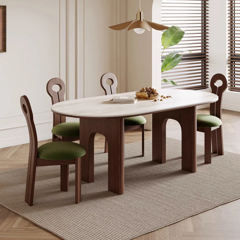 Stephanie Dining Table Set, Dark Oak & Cream - Image 3