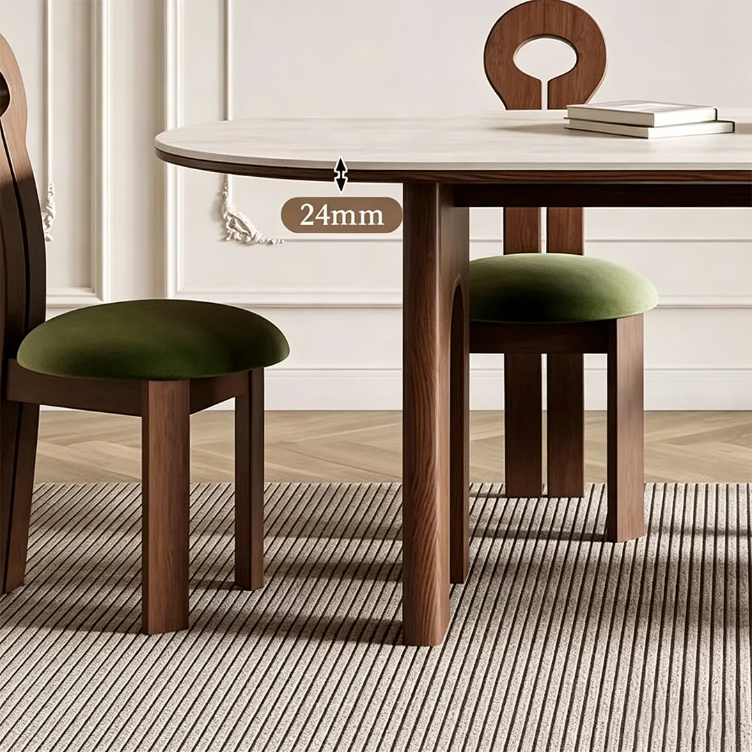 Stephanie Dining Table Set, Dark Oak & Cream - Image 5