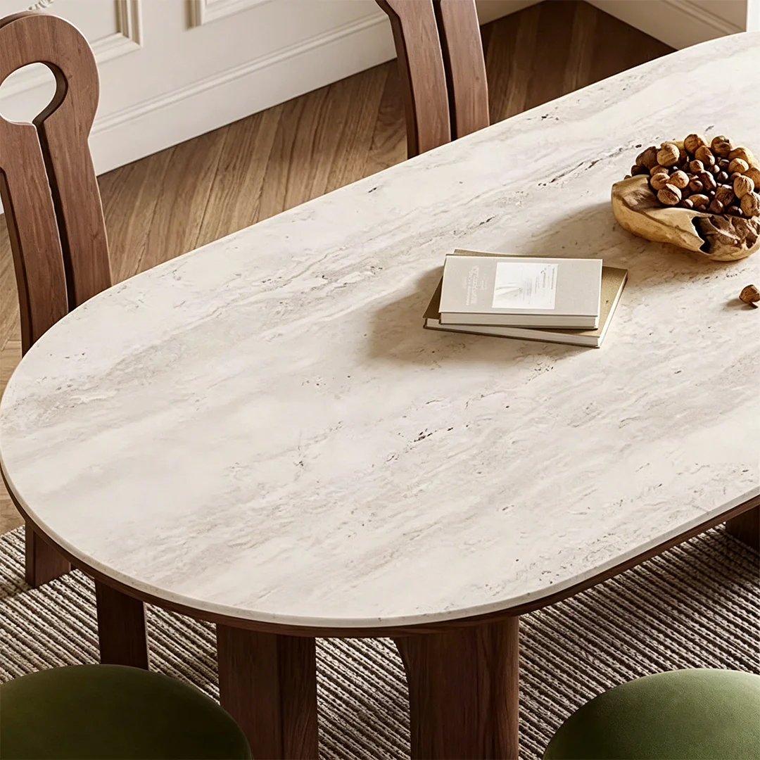 Stephanie Dining Table Set, Dark Oak & Cream - Image 6