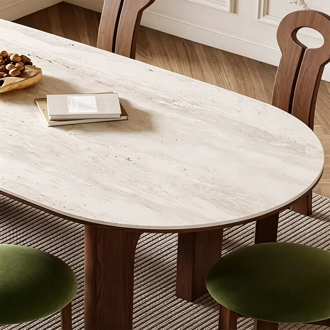 Stephanie Dining Table Set, Dark Oak & Cream - Image 7