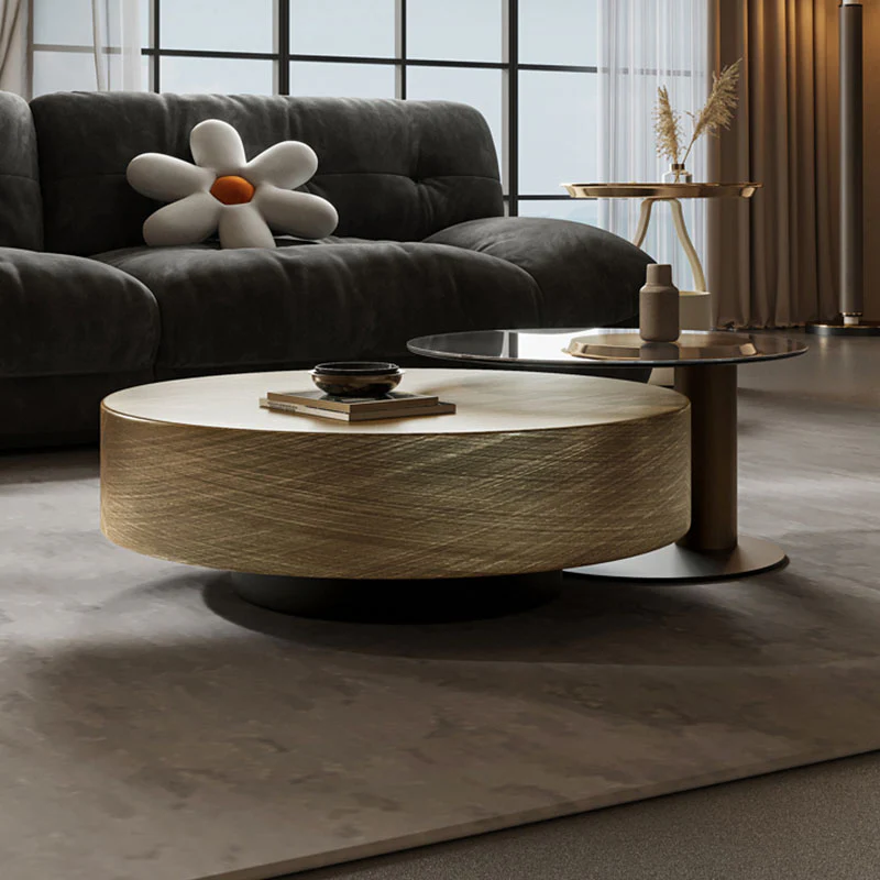T94 Golden Nesting Coffee Table, Glass - Image 4