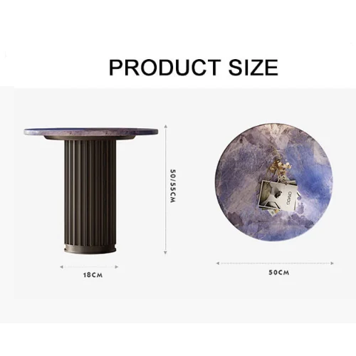 Tabitha Side Table, Purple & Marble & Aluminum Alloy - Image 7