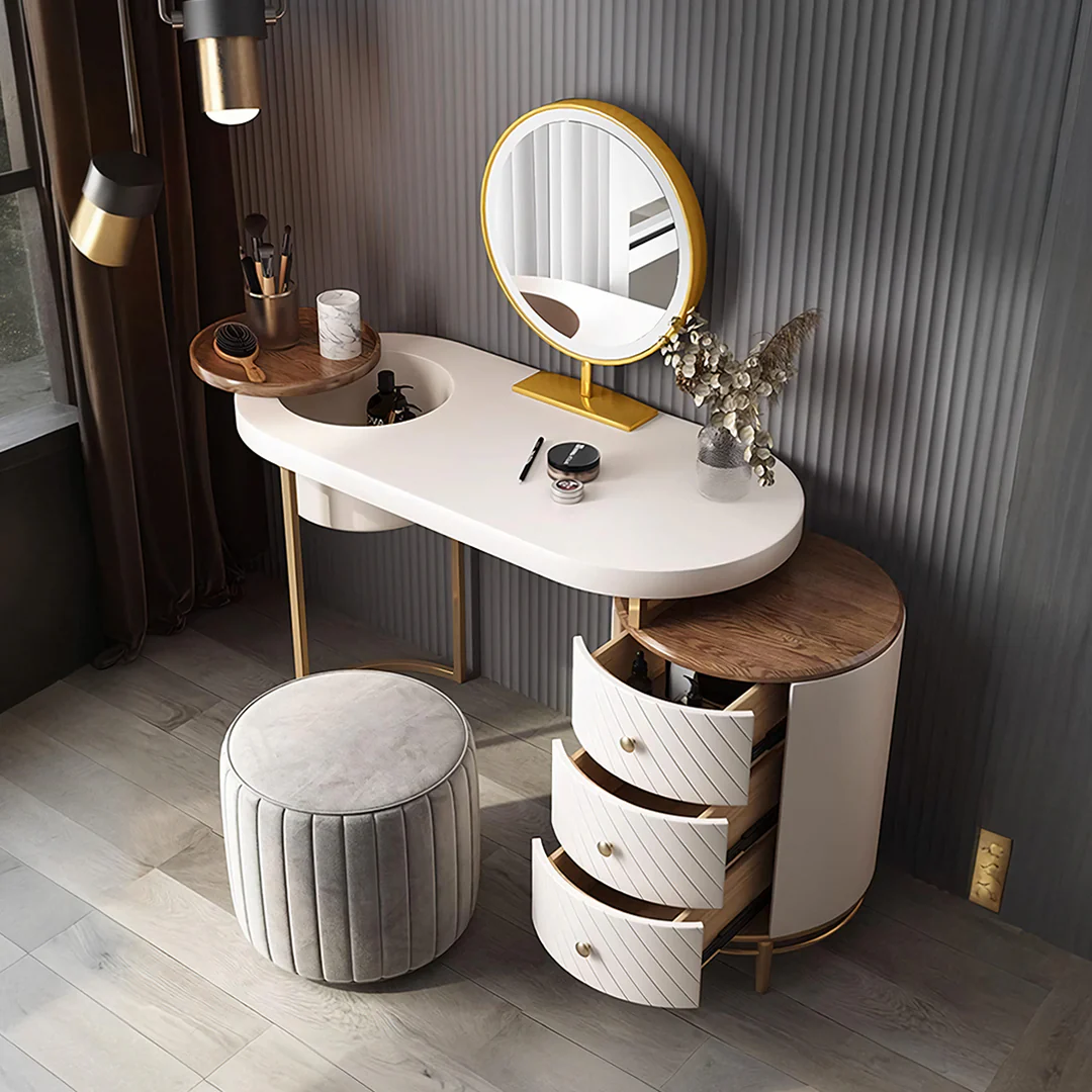 Tandy Dressing Table, Green/ White/ Black And Gold - Image 3