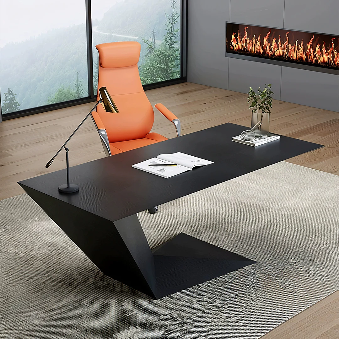 Tariq Modern Office Desk For Home, Black Wood - Image 2