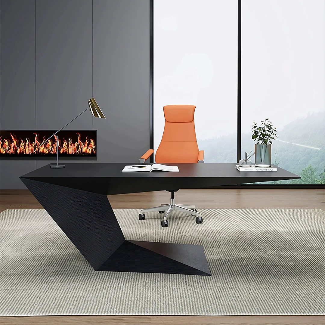 Tariq Modern Office Desk For Home, Black Wood - Image 3