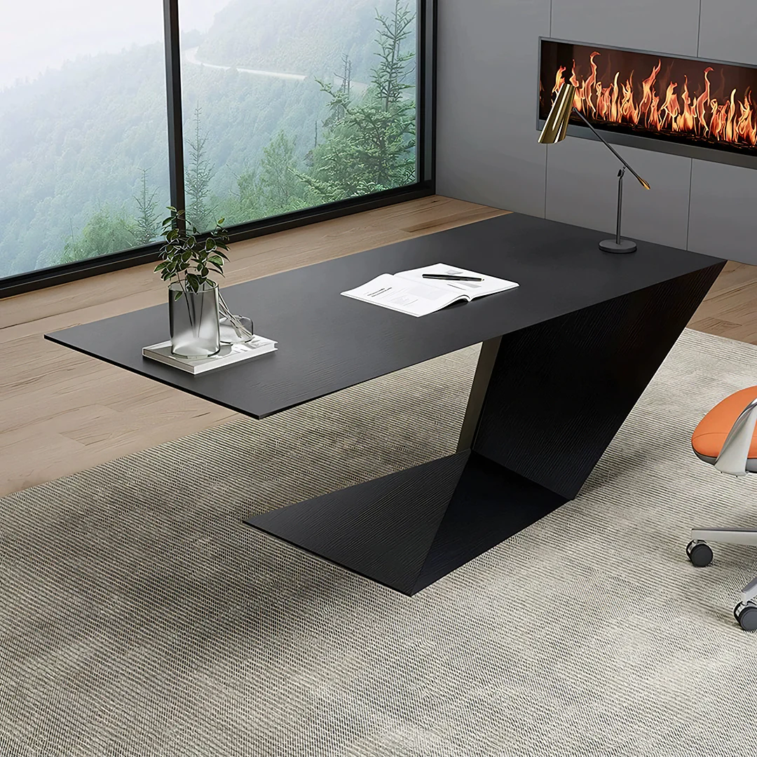 Tariq Modern Office Desk For Home, Black Wood - Image 4