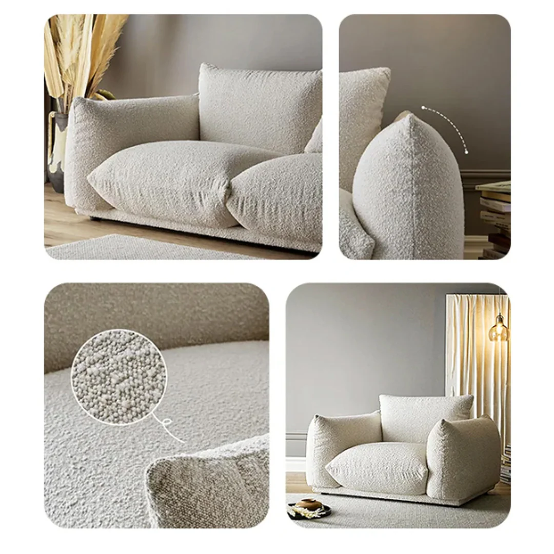 Tate Two Seater, Three Seater Sofa, Boucle Or Velvet, White - Image 12