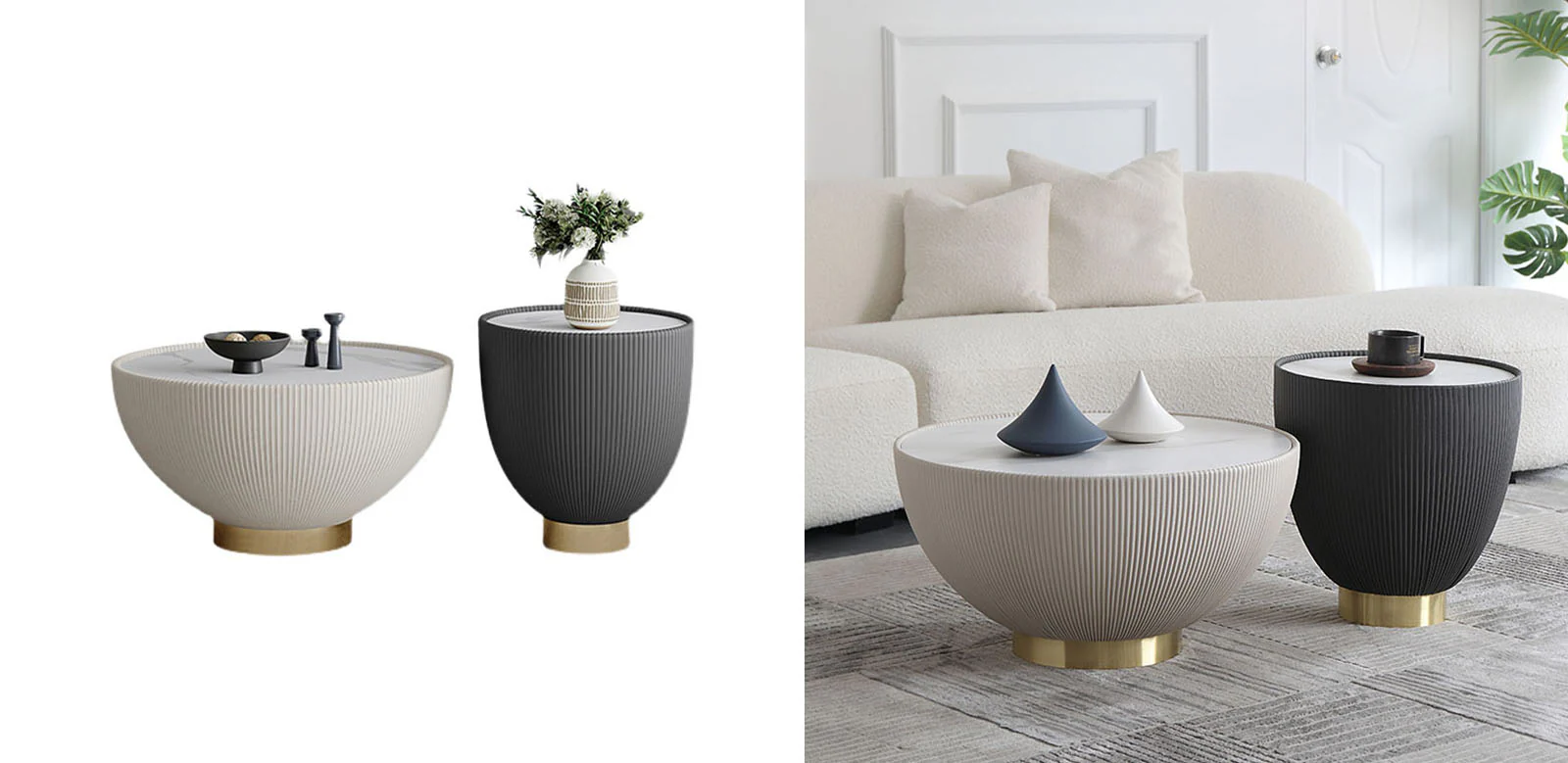 Theo Coffee Table Set, White & Black - Image 5