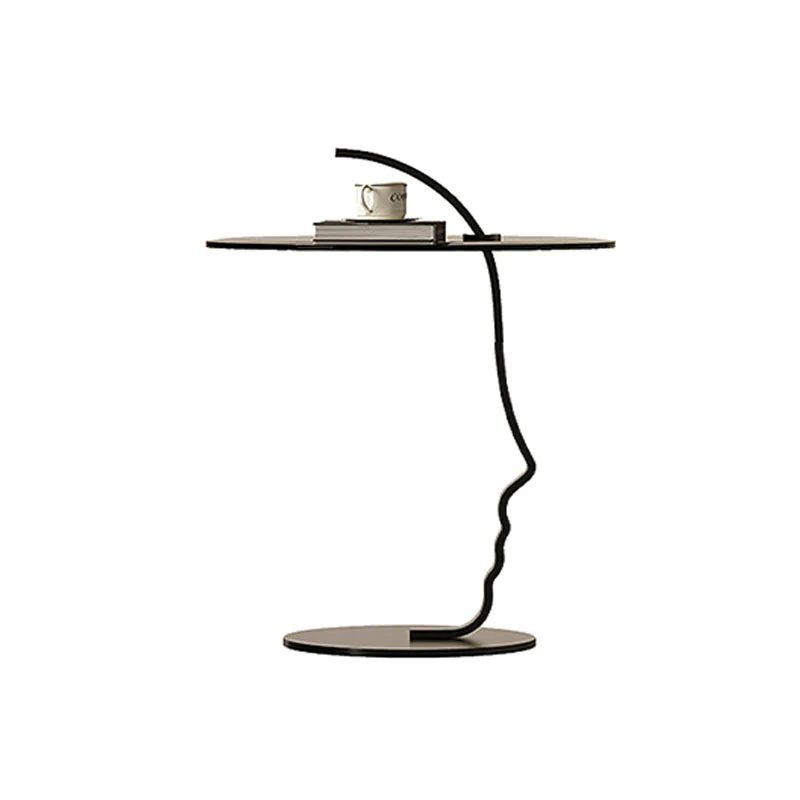 Theobald Face Side Table, Carbon Steel Rack & Tempered Glass - Image 3
