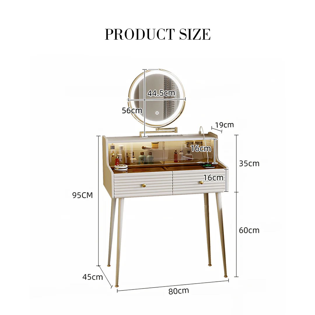Thiago Narrow Mini Dressing Table For Small Corner, Cream - Image 10