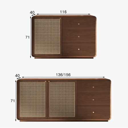 Topaz Cabinet, Wood & Rattan, Three Different Styles - Image 6