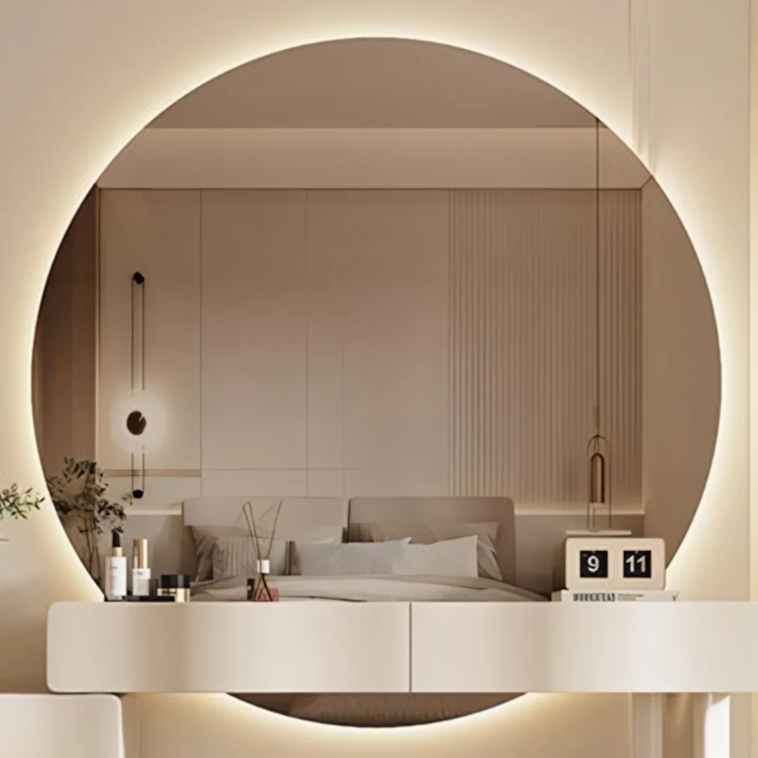 Turner Dressing Table With Large LED Mirror, Cream - Image 2