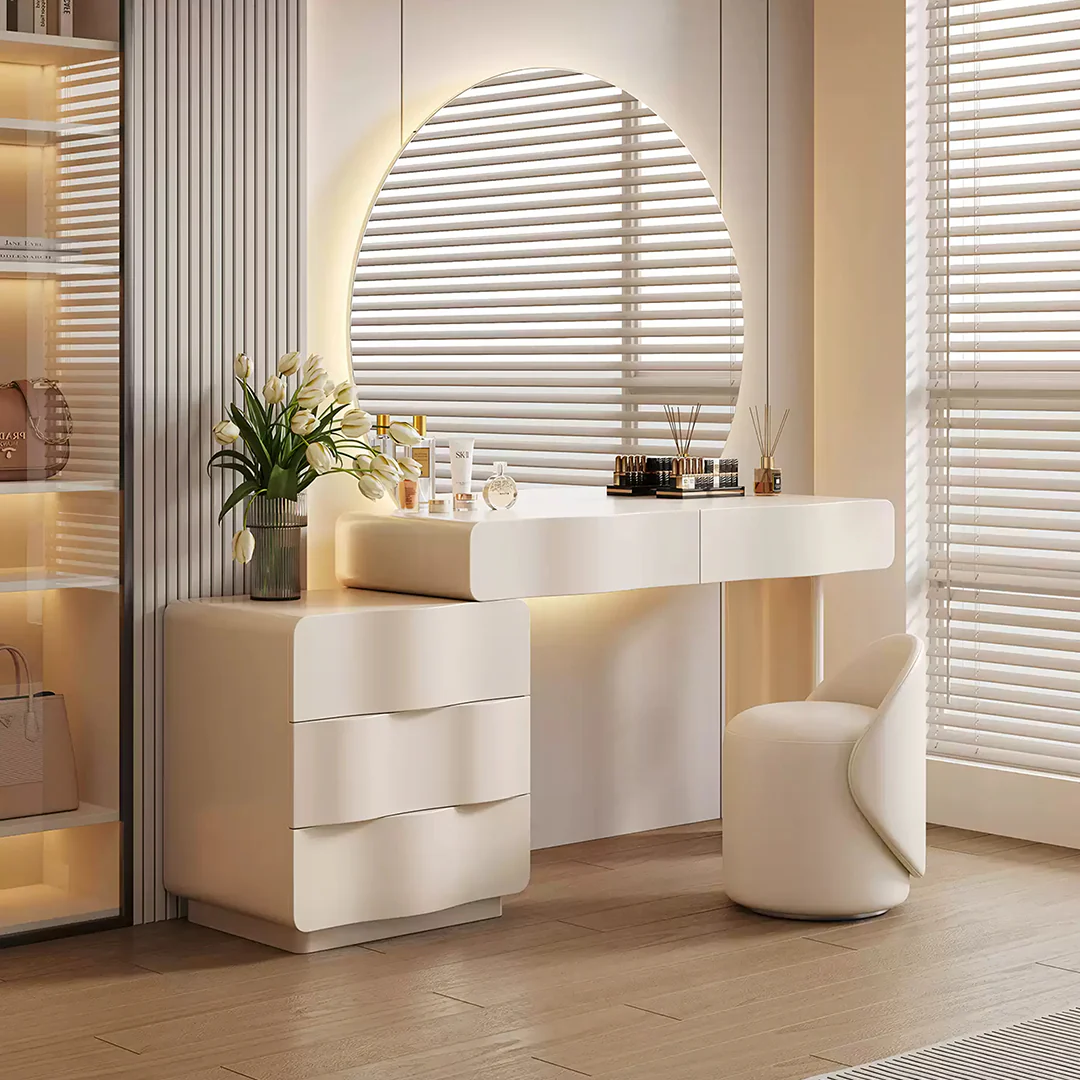 Turner Dressing Table With Large LED Mirror, Cream - Image 3