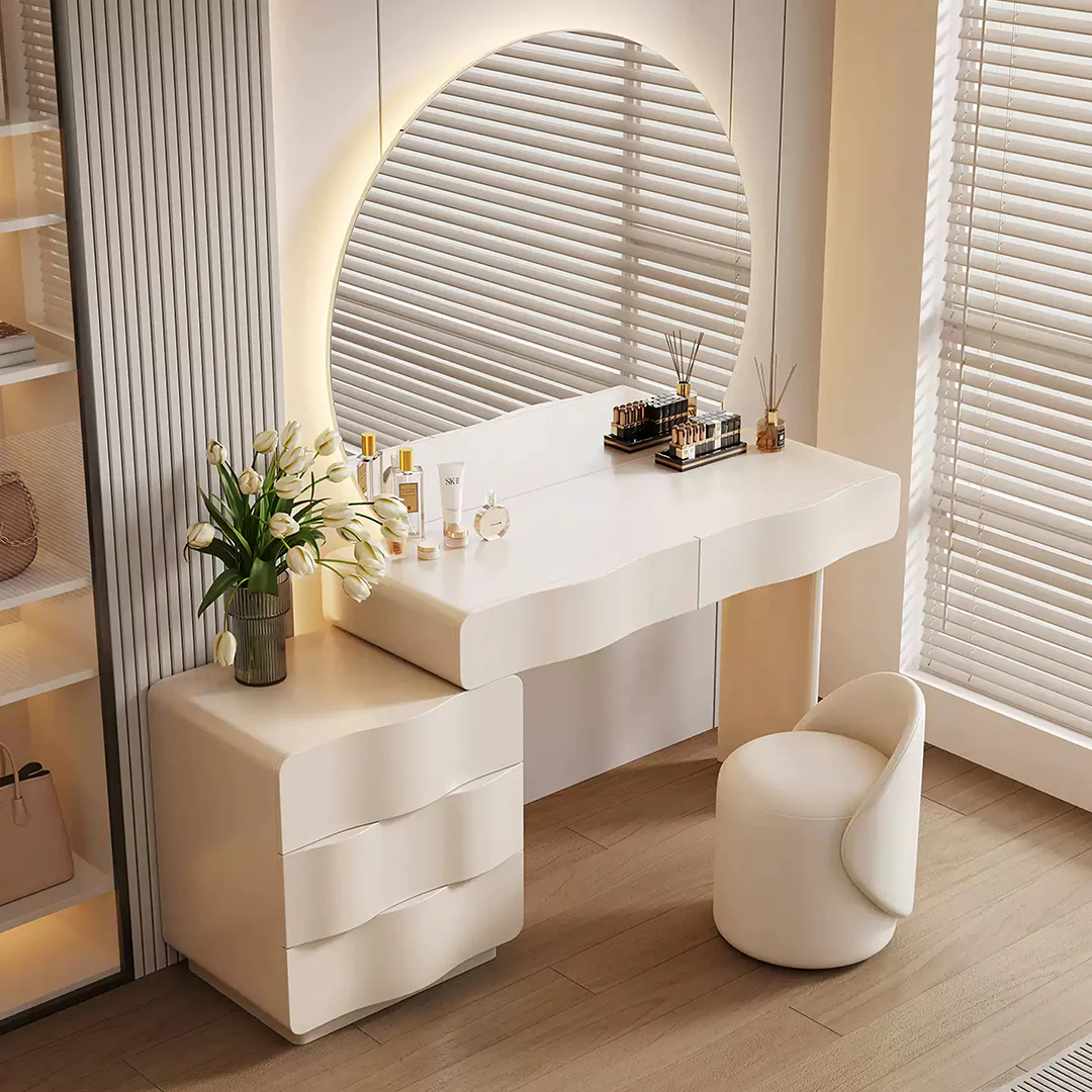Turner Dressing Table With Large LED Mirror, Cream - Image 4