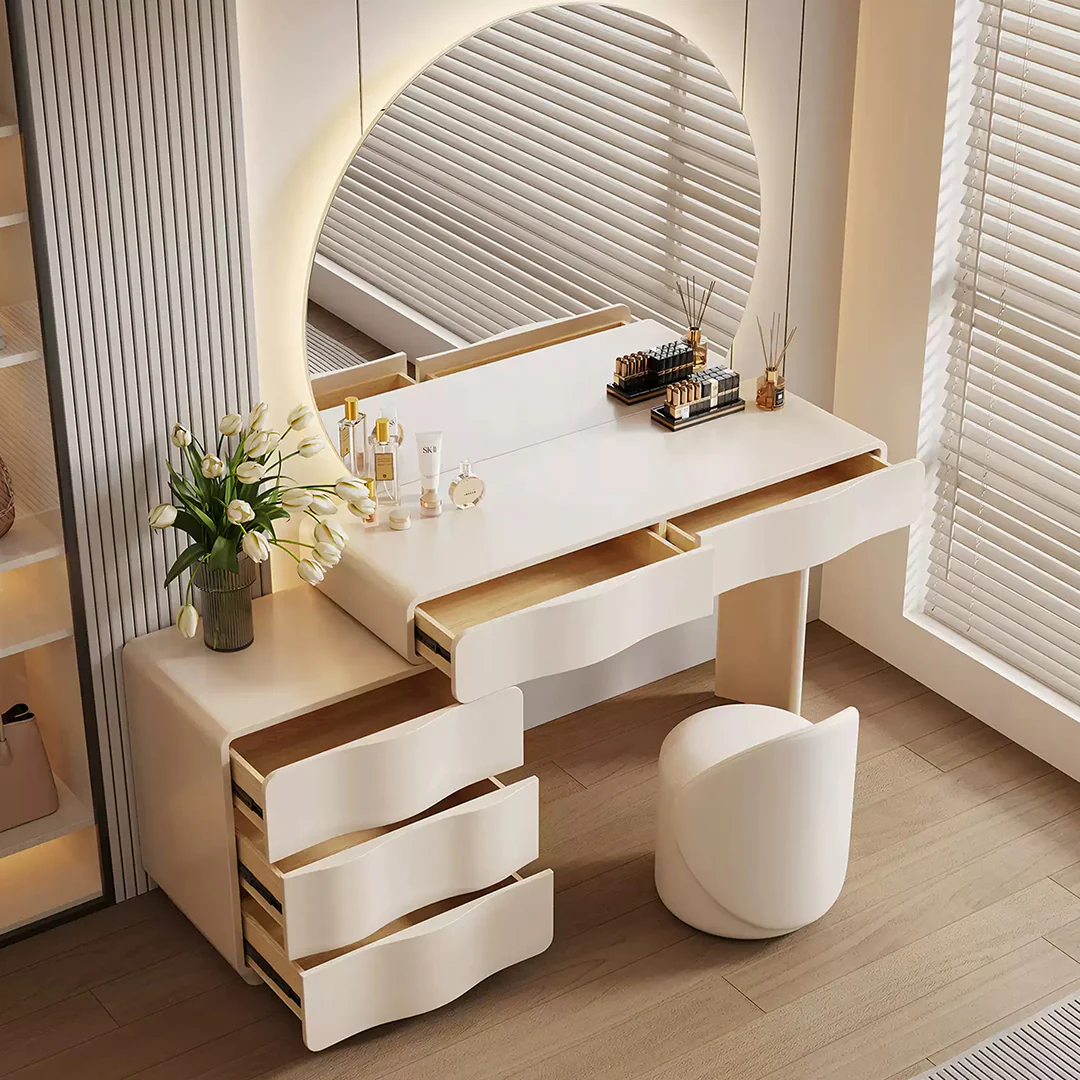Turner Dressing Table With Large LED Mirror, Cream - Image 5