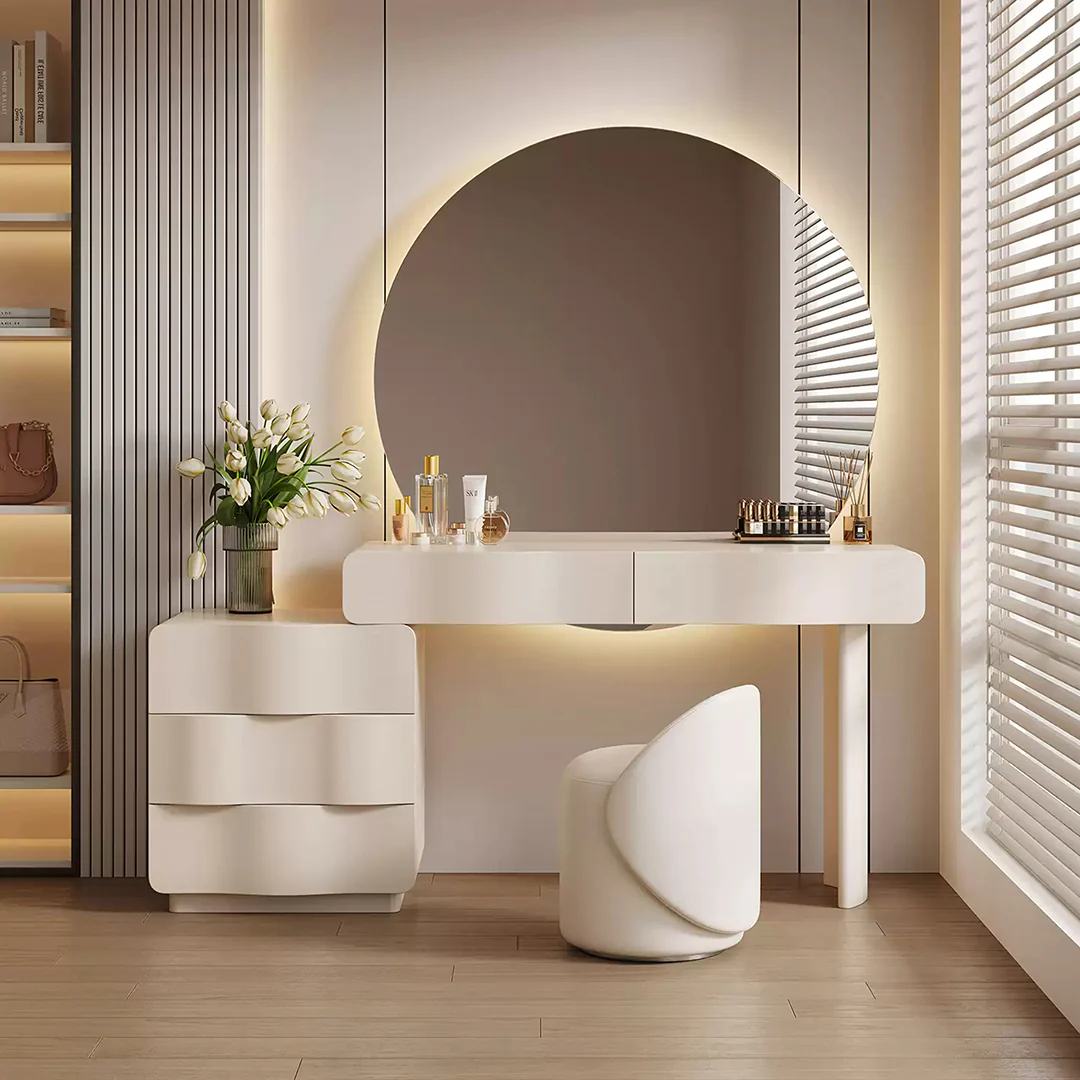Turner Dressing Table With Large LED Mirror, Cream - Image 8
