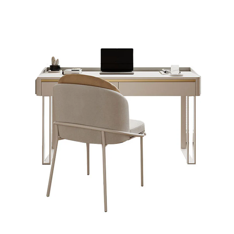 Tusa Office Desk, White, Sintered Stone - Image 3