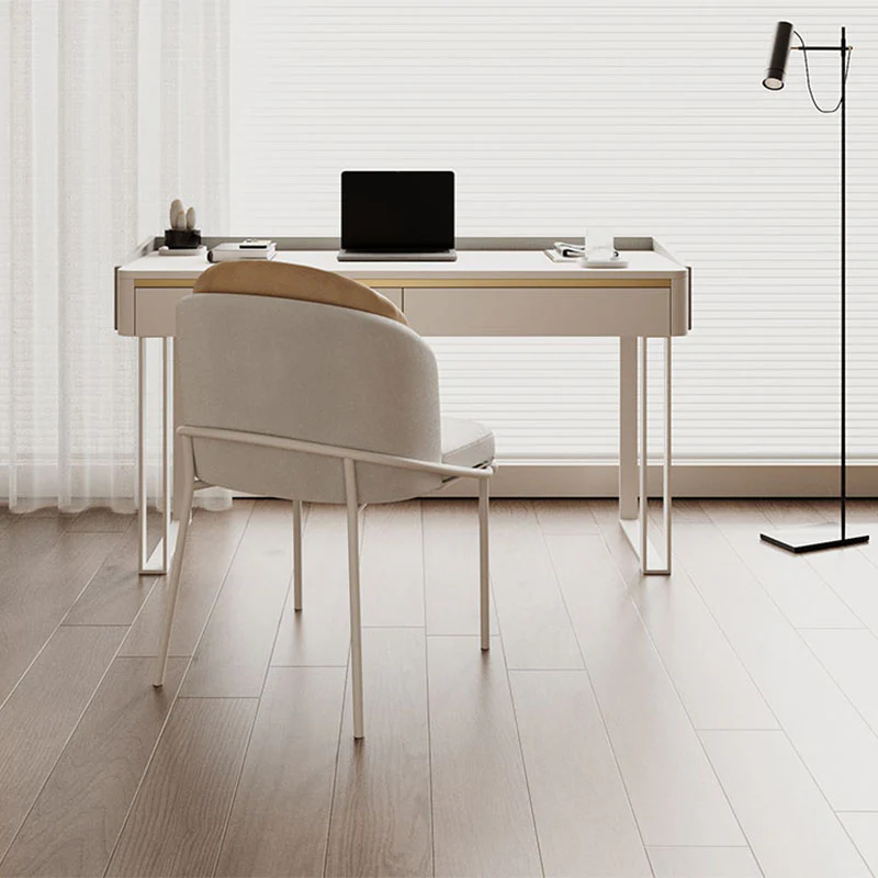 Tusa Office Desk, White, Sintered Stone - Image 4