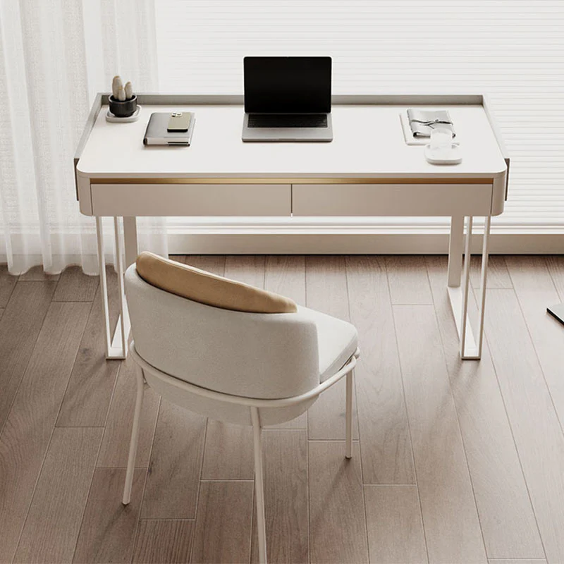 Tusa Office Desk, White, Sintered Stone - Image 5