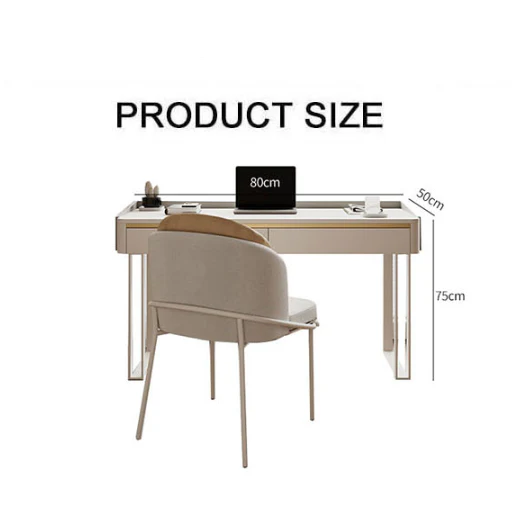 Tusa Office Desk, White, Sintered Stone - Image 6