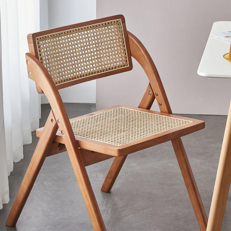Vera Foldable Rattan Dining Chair, Rubber Wood - Image 3