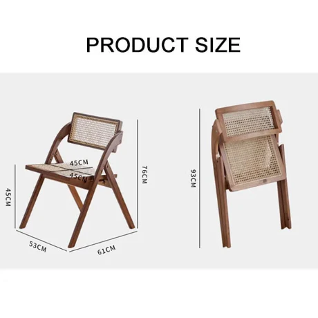 Vera Foldable Rattan Dining Chair, Rubber Wood - Image 6