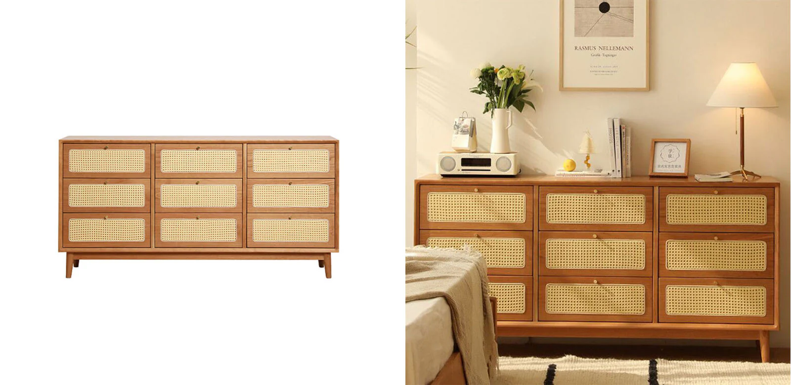 Vivian Cabinet, Rattan & Wood - Image 5