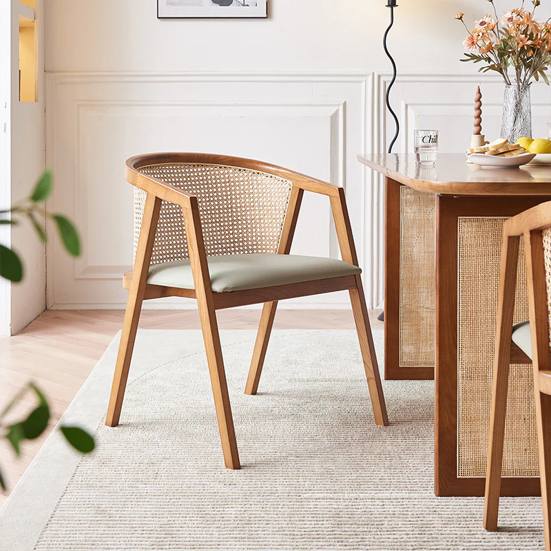 Waldron Rattan Dining Table Set, Solid Wood & Rattan - Image 4