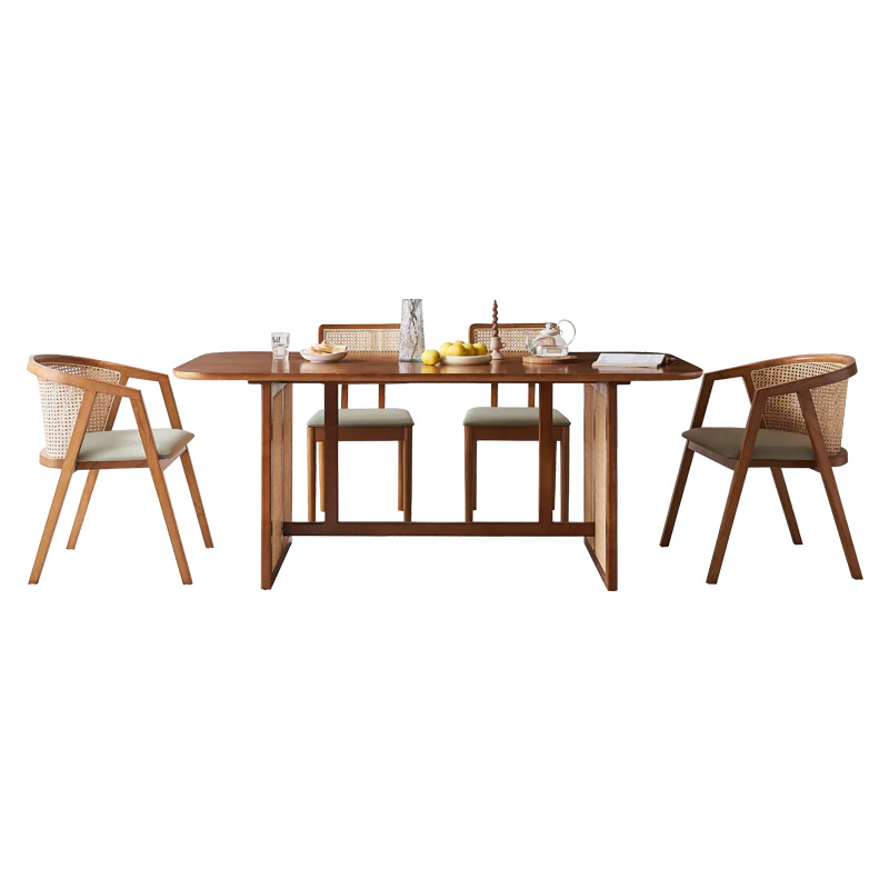 Waldron Rattan Dining Table Set, Solid Wood & Rattan - Image 5