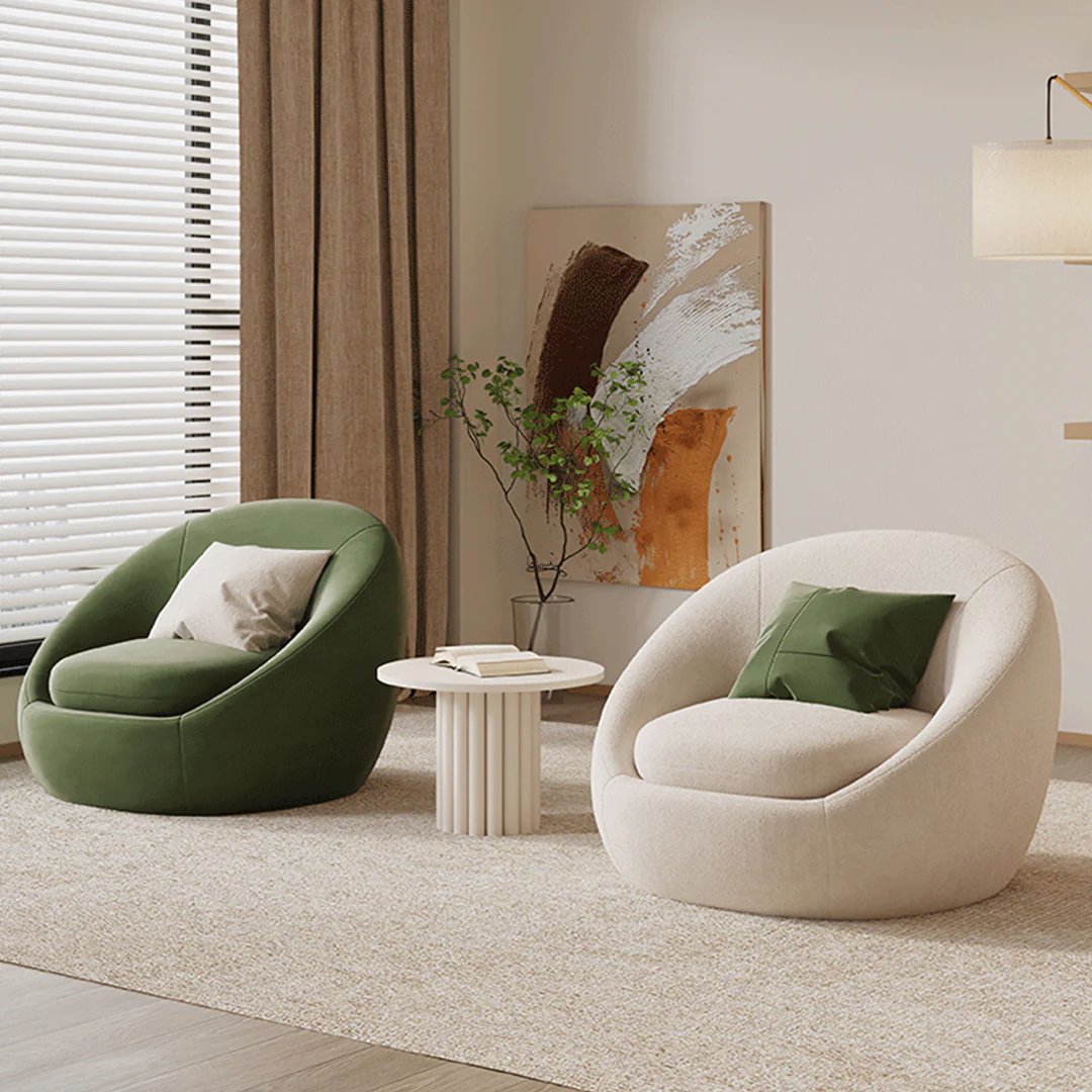 Watanabe Round Lounge Chair, Green Or White - Image 4