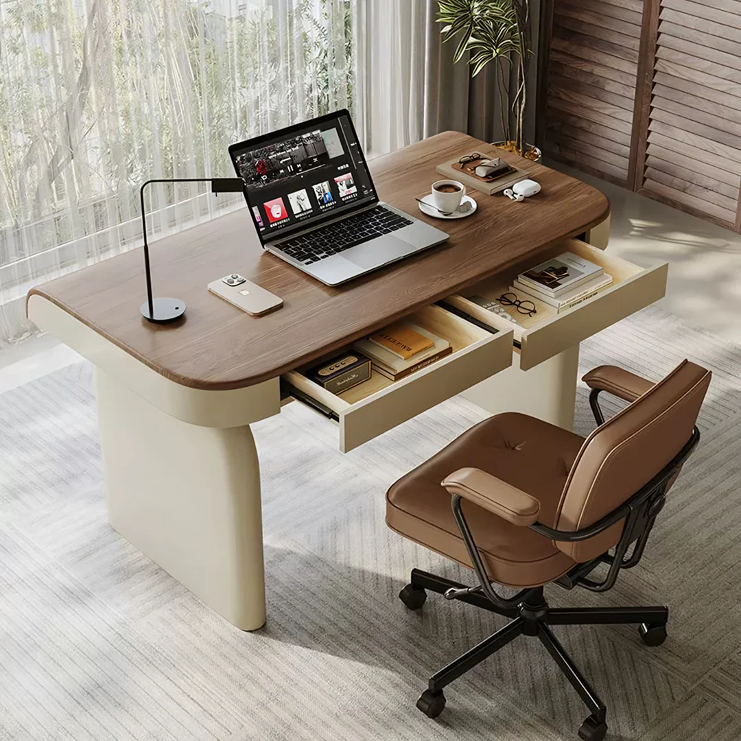 Watson Office Desk With Drawers, Solid Wood - Image 3