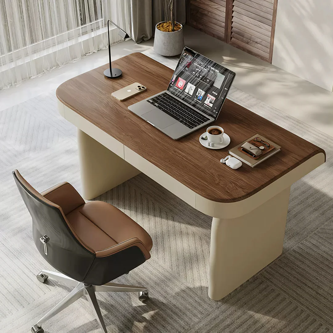 Watson Office Desk With Drawers, Solid Wood - Image 4