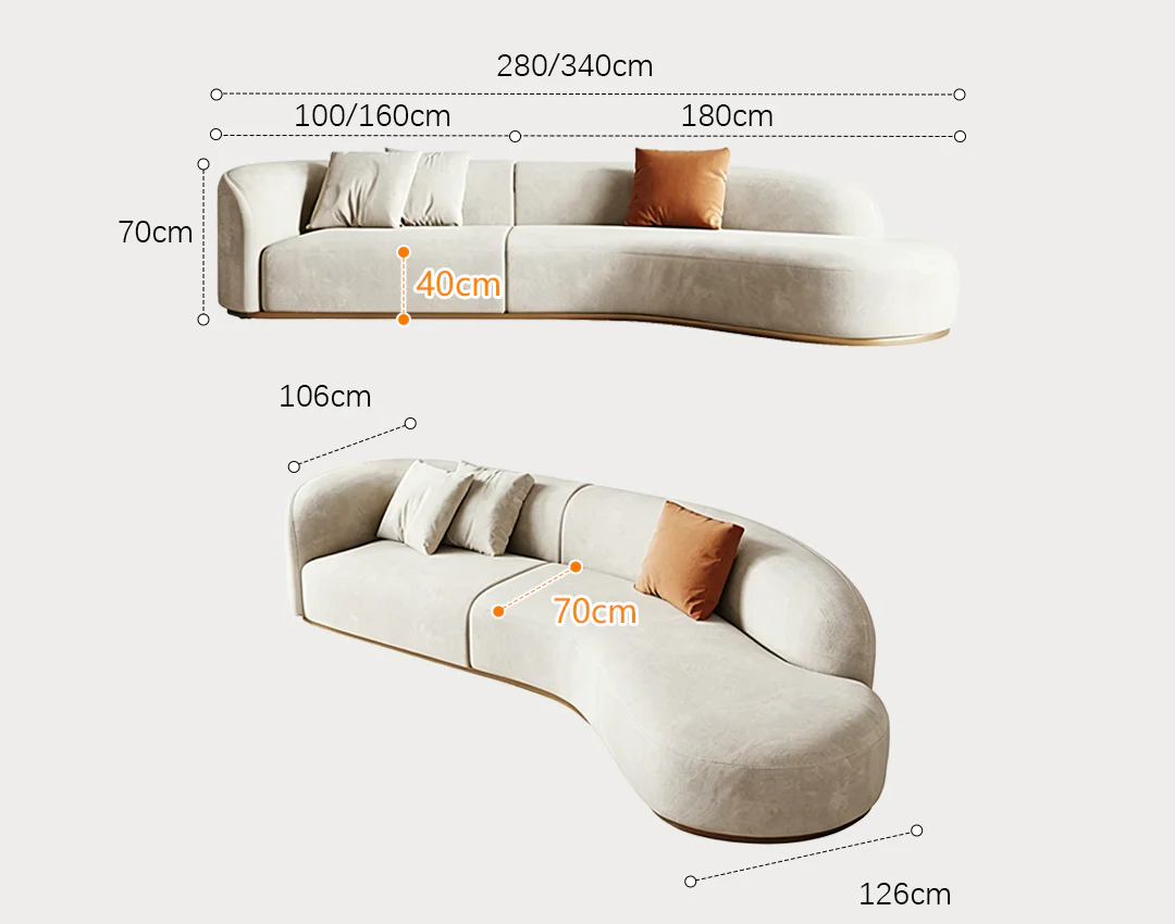 Welby Three Seater, Four Seater Curved Sofa, Velevt - Image 8