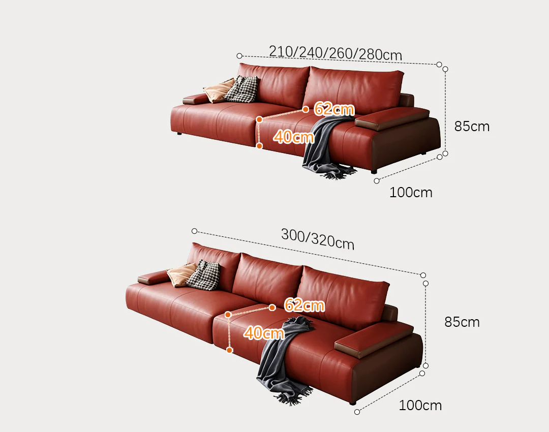 Zane Two Seater Sofa, Three Seater Sofa, Real Leather - Image 12