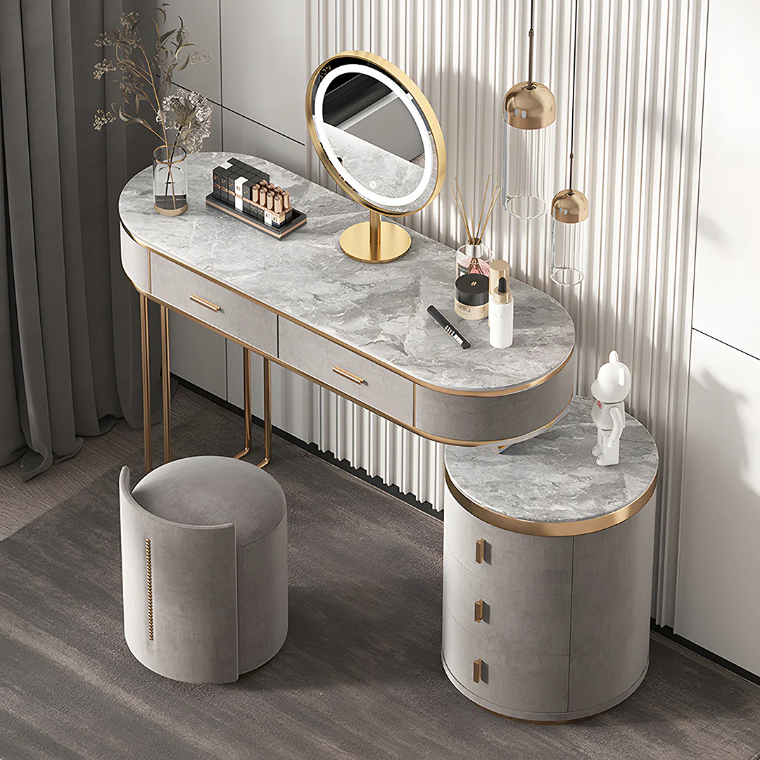 Zoey Dressing Table With LED Mirror, Grey - Image 2