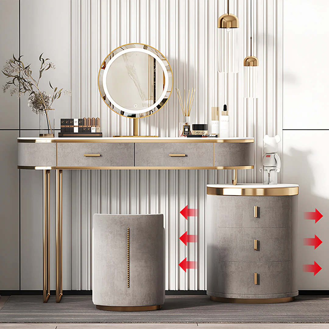 Zoey Dressing Table With LED Mirror, Grey - Image 4