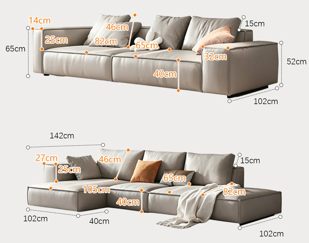 Zora Four Seater Corner Sofa, Real Leather, Beige - Image 8
