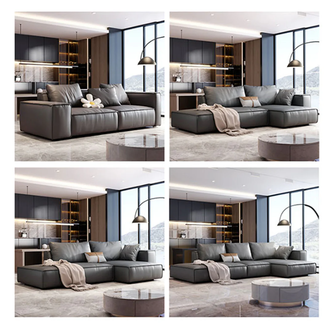 Zora Two Seater Sofa, Real Leather, Beige - Image 4