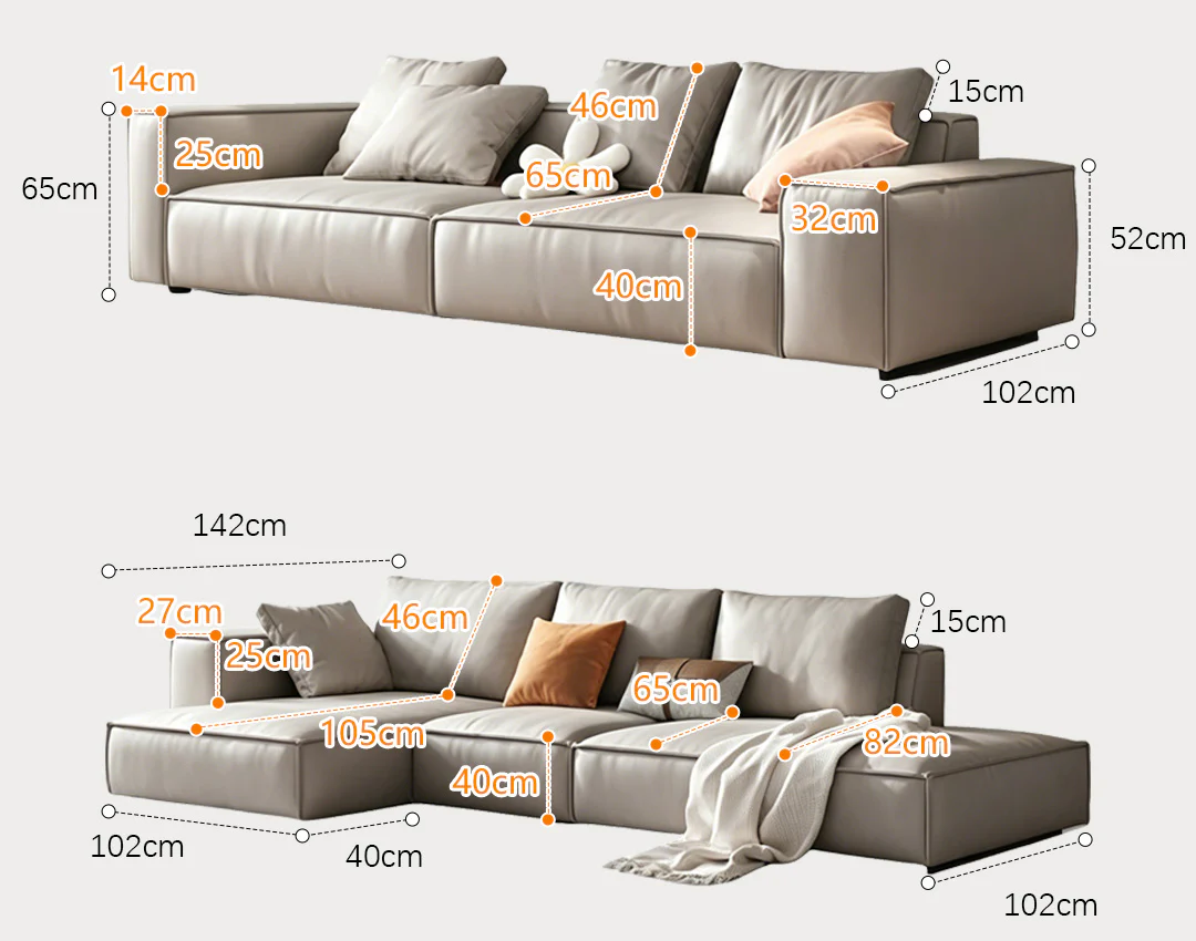 Zora Two Seater Sofa, Real Leather, Beige - Image 5