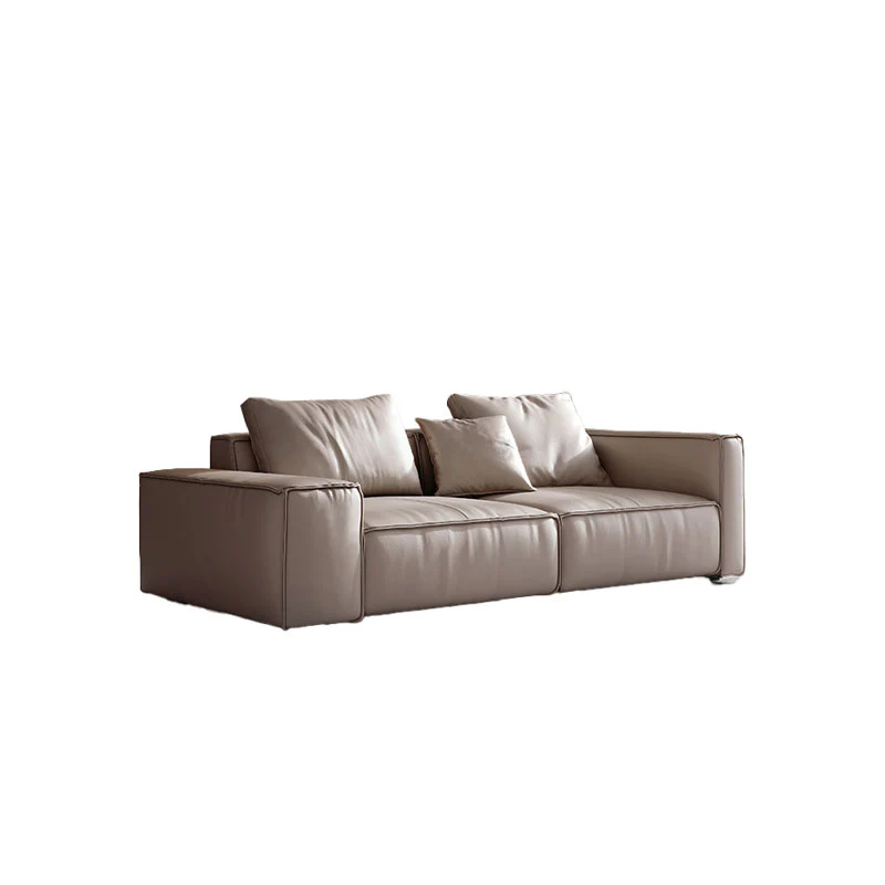 Zora Two Seater Sofa, Real Leather, Beige - Image 6